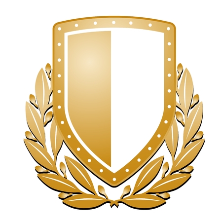 illustration of a golden emblem with laurel wreathのイラスト素材