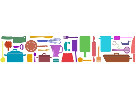 wallpaper with silhouettes of kitchen utensilsのイラスト素材