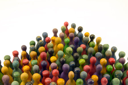 colorful mix of many chinese checkers figures