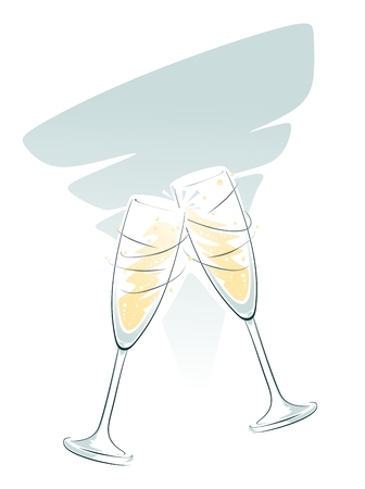 illustration of clinking champagne glassesのイラスト素材