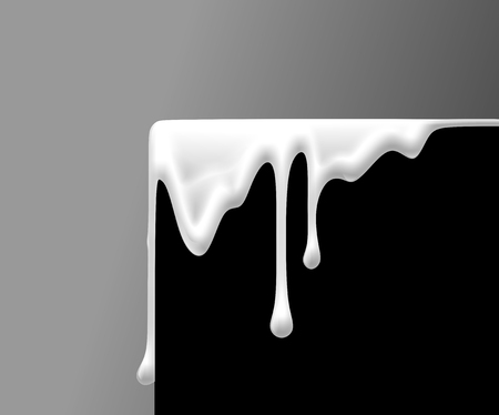 white viscid paint dripping on black backgroundの写真素材