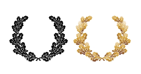 abstract laurel wreath in black and goldのイラスト素材
