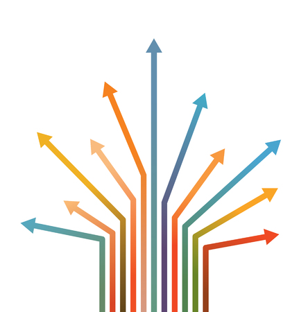 colored arrows from bottom left to top rightのイラスト素材