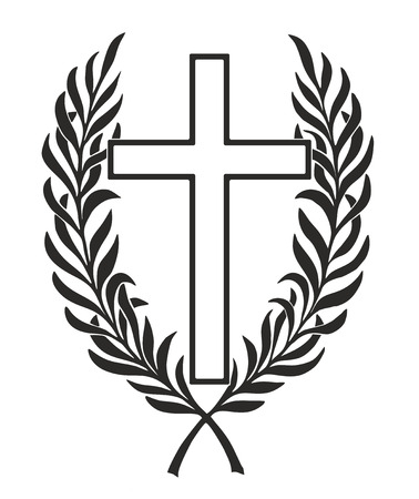 simplified cross entwined by a laurel wreathのイラスト素材