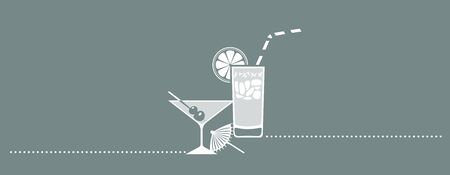 two drinks with lemon, olive and strawのイラスト素材