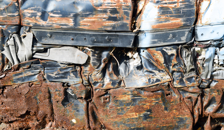 pressed metal and old cars for recyclingの写真素材