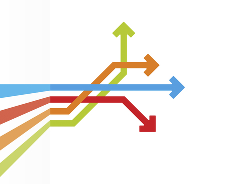 colored arrows as sign, symbol or metaphorの写真素材