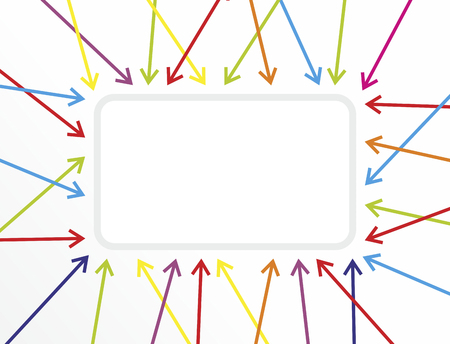 colored arrows arranged around a white backgroundの写真素材