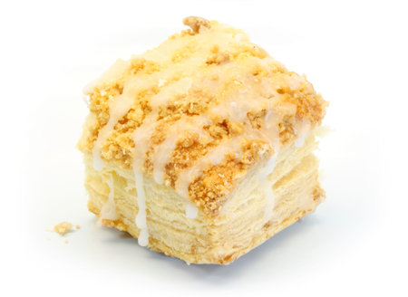 a piece of delicious puff pastry, oven-freshの写真素材