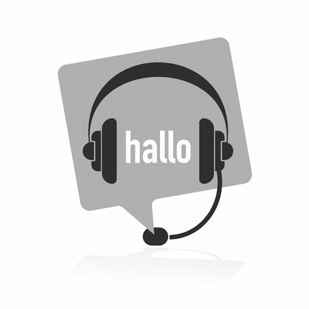 abstract communication symbol with headphones and a speech bubbleの写真素材