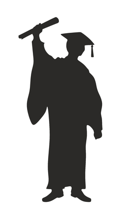 abstract silhouette of a graduate with diplomaの写真素材