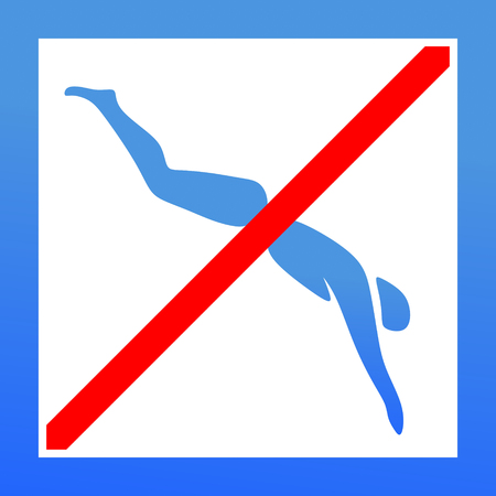 abstract warning sign, do not jump in shallow waterの写真素材