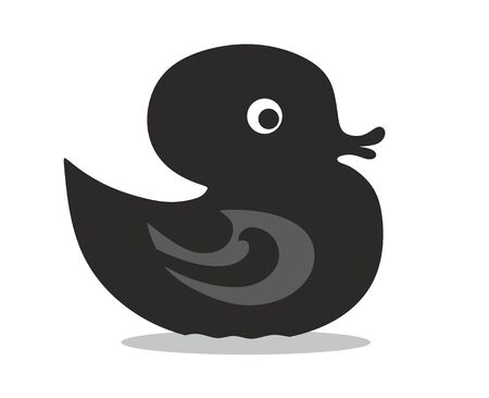 black rubber duck illustration from the sideの写真素材
