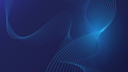 Abstract blue background with dynamic particles. Futuristic technology style. Vector illustration.の写真素材