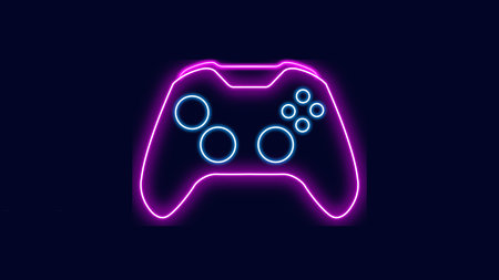 Gamepad neon sign. Game controller. Vector illustration in neon style