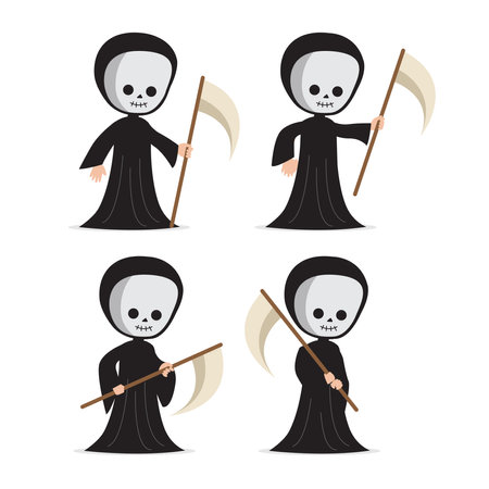 Cute little kid reaper character vector setのイラスト素材