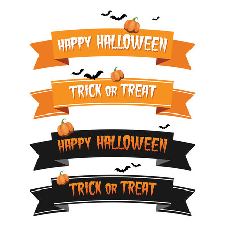 Happy Halloween trick or treat ribbons vector illustrationのイラスト素材