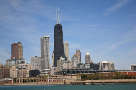 Chicago Skyline and Lake Michiganの写真素材