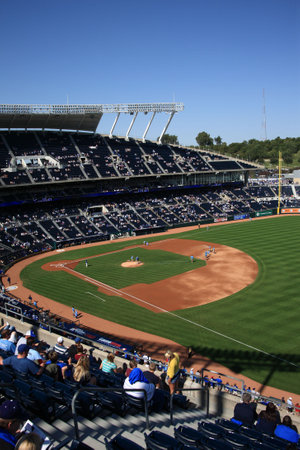 Kansas City, Missouri - September 27, 2009: Early arriving fans at Kauffman Stadium, home of the Kansas City Royalsのeditorial素材
