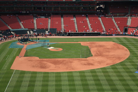 St. Louis, September 18, 2010: Fans gather for a late season Cardinals game at Busch Stadium. のeditorial素材