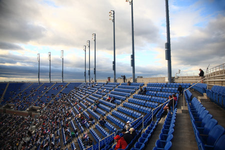 New York - September 9, 2010: Upper deck fans at Arthur Ashe Stadium for a U.S. Open tennis match in Queens, New York City. のeditorial素材