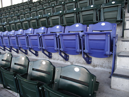 Denver, Colorado - September 30, 2009: Blue mile high seats at Coors Field, home of the Rockies, before a game aginst the Milwaukee Brewers.のeditorial素材
