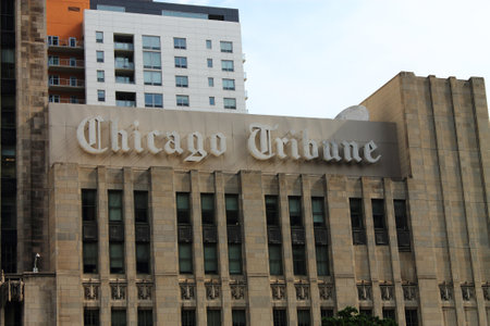 Chicago - June 18, 2012: Tribune Building on Michigan Avenue, home of the Chicago Tribune newspaper.のeditorial素材