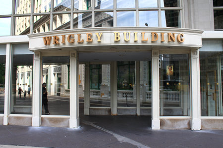 Chicago - June 18, 2012: Entrance to the Wrigley Building on Michigan Avenue.のeditorial素材