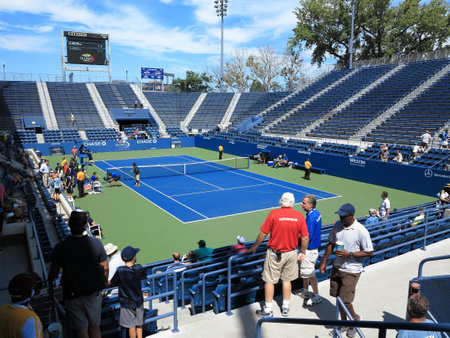 Flushing, New York - September 3, 2014: Famous 6,000 seat Grandstand Court at the Billie Jean King Tennis Center.のeditorial素材