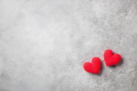 Valentine's Day background with red heartsの写真素材