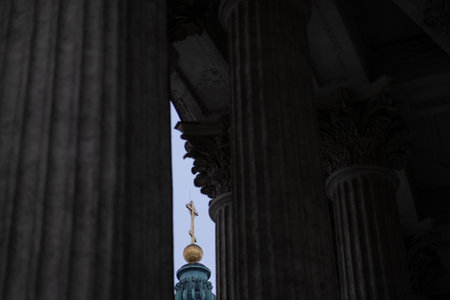 Columns of the cathedral and architectural elementsの写真素材