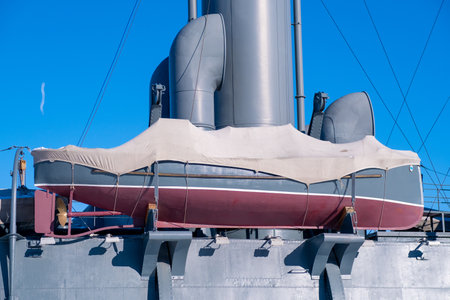 Lifeboat of an old shipの写真素材
