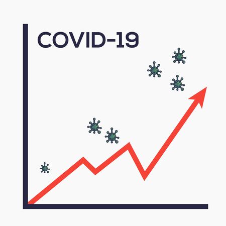 Economy graph chart down because corona virus. Corona crisis. Vector Illustrationのイラスト素材