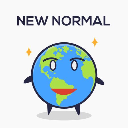 Earth New Normal concept. Flat cartoon style. Vector illustrationのイラスト素材