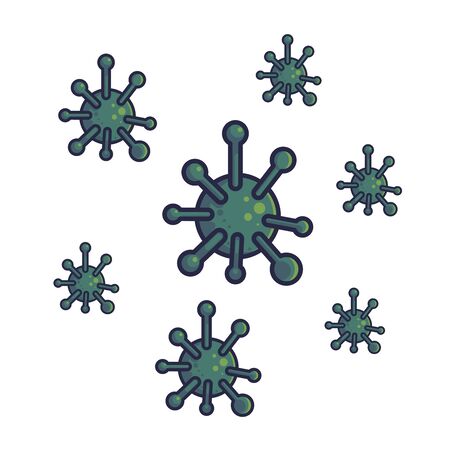 Viruses vector illustration. Virus icon concept isolated. Corona cartoon character. Flat cartoon styleのイラスト素材