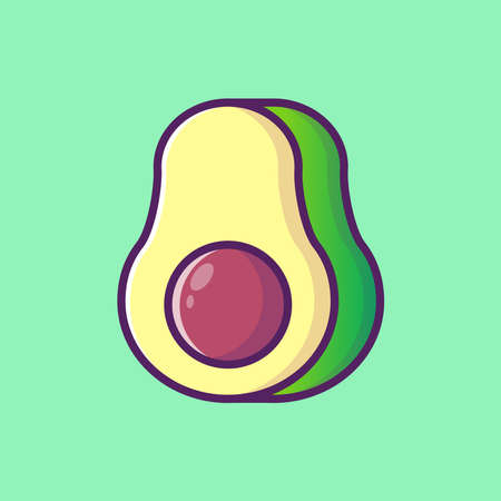 Avocado flesh cartoon icon illustrationのイラスト素材