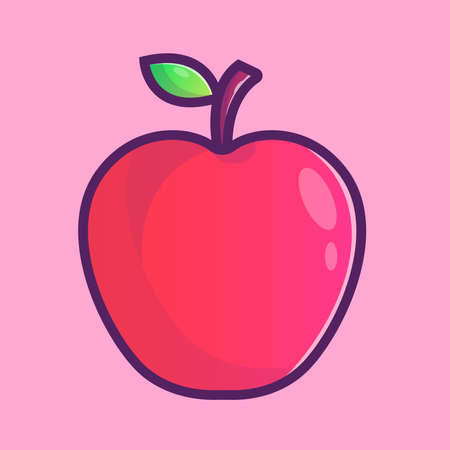 Apple cartoon icon illustrationのイラスト素材