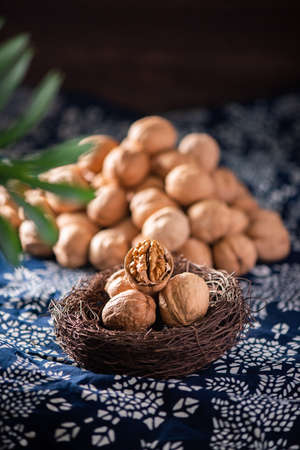 Nuts and walnuts still life shotの写真素材
