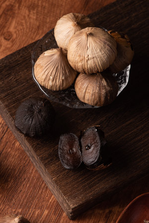 Dried figs on a wooden background. Close-up.の写真素材