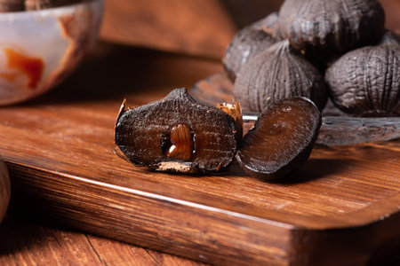 Dried persimmon fruit on a wooden board. Selective focus.の写真素材