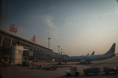 Xi'an airport landscape viewのeditorial素材