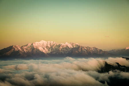 The snow capped mountainsの写真素材