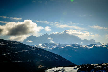 The snow capped mountainsの写真素材