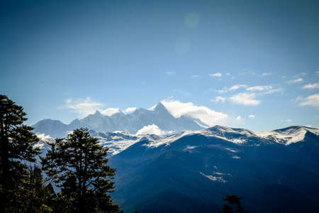 The snow capped mountainsの写真素材
