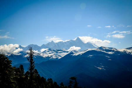 The snow capped mountainsの写真素材