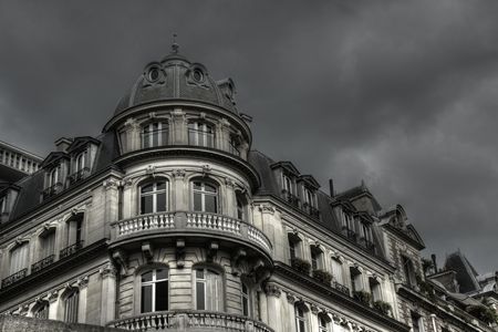 Haussmann Building Detail in paris franceの写真素材