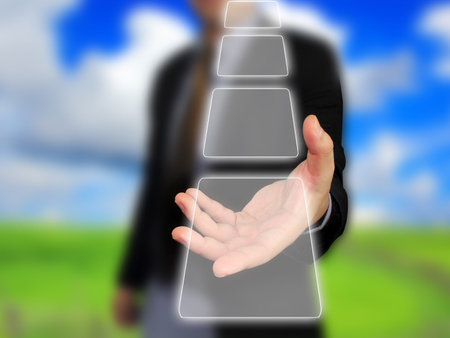 Businessman holding touchscreen 
