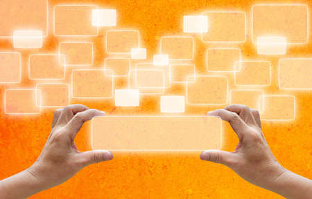Businessman holding touchscreen の写真素材