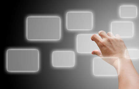 Businessman holding touchscreen の写真素材
