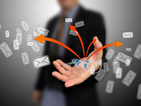 Businessman sent message の写真素材